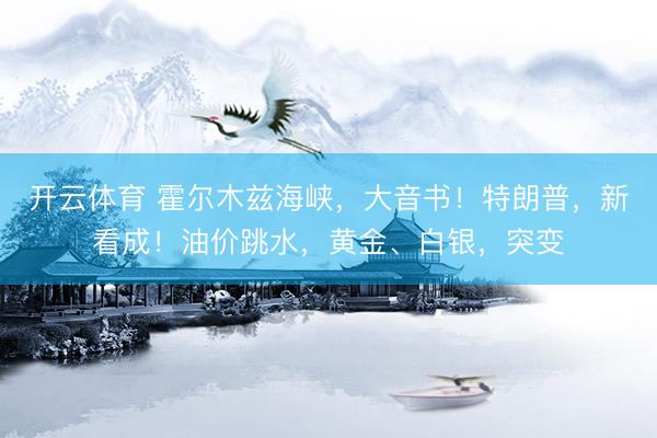 开云体育 霍尔木兹海峡，大音书！特朗普，新看成！油价跳水，黄金、白银，突变