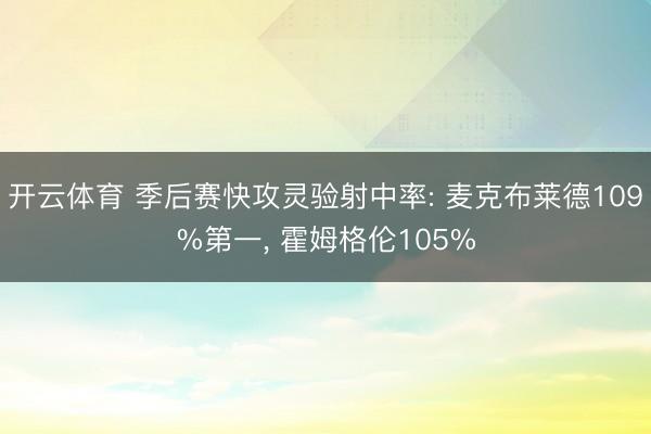 开云体育 季后赛快攻灵验射中率: 麦克布莱德109%第一, 霍姆格伦105%