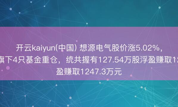 开云kaiyun(中国) 想源电气股价涨5.02%，朱雀基金旗下4只基金重仓，统共握有127.54万股浮盈赚取1247.3万元