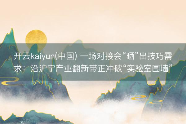 开云kaiyun(中国) 一场对接会“晒”出技巧需求：沿沪宁产业翻新带正冲破“实验室围墙”
