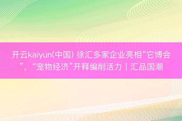 开云kaiyun(中国) 徐汇多家企业亮相“它博会”，“宠物经济”开释编削活力｜汇品国潮