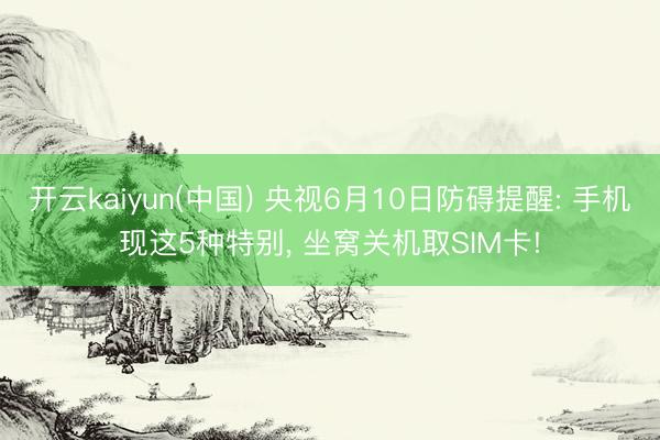 开云kaiyun(中国) 央视6月10日防碍提醒: 手机现这5种特别， 坐窝关机取SIM卡!