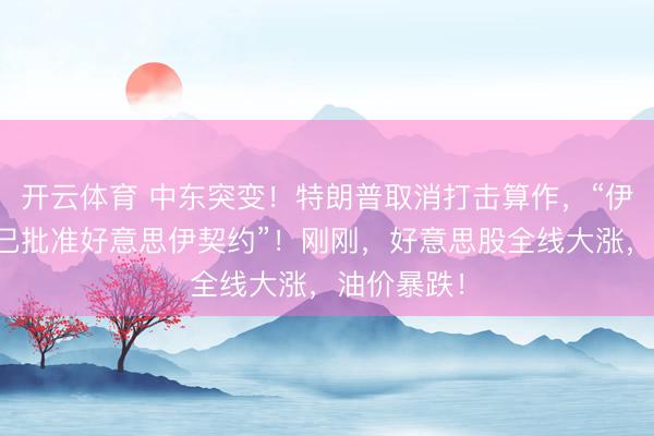 开云体育 中东突变！特朗普取消打击算作，“伊朗各方均已批准好意思伊契约”！刚刚，好意思股全线大涨，油价暴跌！
