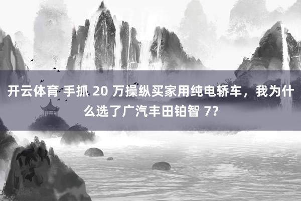 开云体育 手抓 20 万操纵买家用纯电轿车,我为什么选了广汽丰田铂智 7?